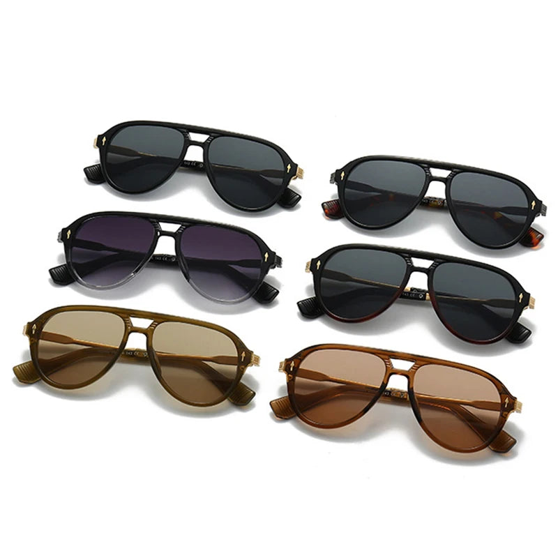 Luxury Double Bridge Pilot UV400 Sunglasses